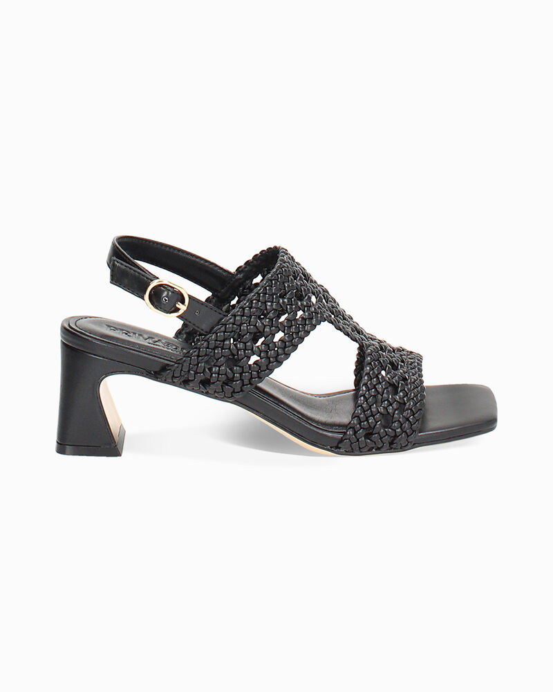 Sandalo donna nero intrecciato, tacco 5,5 cm image number null