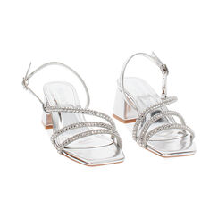 Sandalo donna argento con pietre, tacco largo 5,5 cm, Primadonna, 254941776LPARGE035, 003 preview