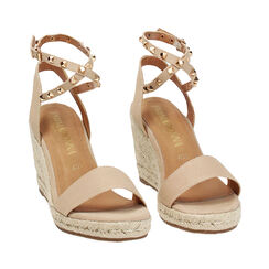 Zeppe donna beige in canvas con braccialetto, Primadonna, 25G402081CABEIG035, 003 preview