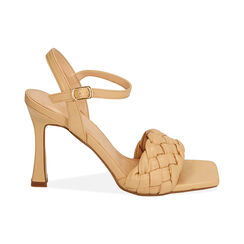 Sandalias beige acolchadas, tacón 9,5 cm, Primadonna, 192127507EPBEIG036, 001 preview