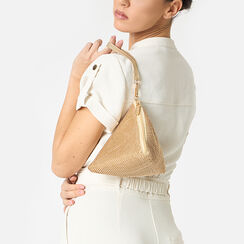 Mini bolso mujer oro en laminado con piedras, Primadonna, 255102403LPOROGUNI, 002a