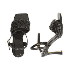 Sandalias negro acolchadas, tacón 9,5 cm, Primadonna, 192127507EPNERO036, 003 preview