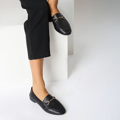 Mocassini in pelle nera con suola in gomma, Primadonna, 26N108061PENERO036, 002a