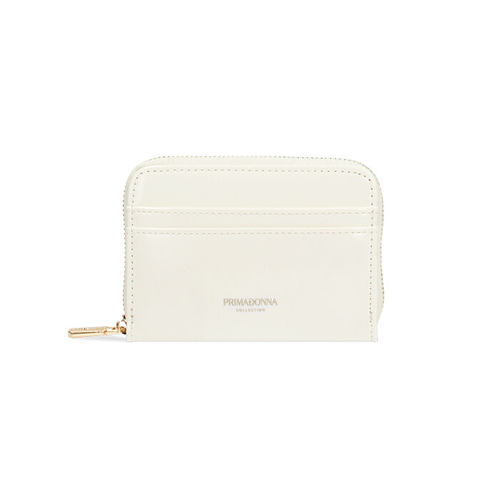 Portafoglio donna bianco casual in vernice, Primadonna, 255101007VEBIANUNI