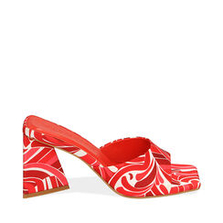 Mules rosse in raso, tacco 8 cm , Scarpe, 192121402RSMURO036, 001a