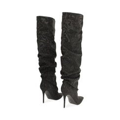 Stivali sopra il ginocchio in microfibra nera con pietre, Primadonna, 262130622MPNENE036, 006 preview