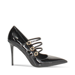 Decolleté nera con tacco 10 cm e finiture lucide, Primadonna, 262130604VENERO035, 001a