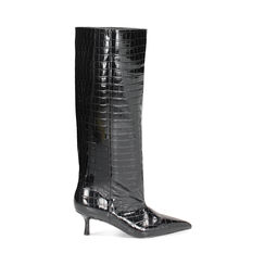 Stivale nero con stampa cocco, tacco 5 cm, 242139712CCNERO035, 001a