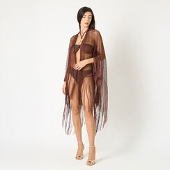 Poncho donna bronzo in tessuto laminato, Primadonna, 25B450208TSBRONUNI, 002a