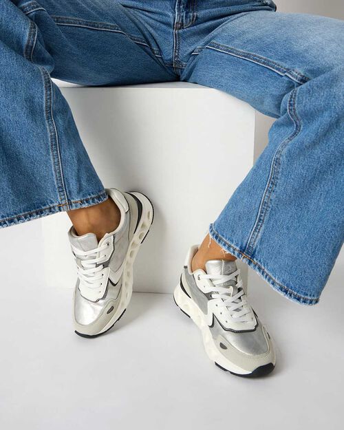 Zapatillas deportivas plateadas con tac&oacute;n de 5 cm, SILVER