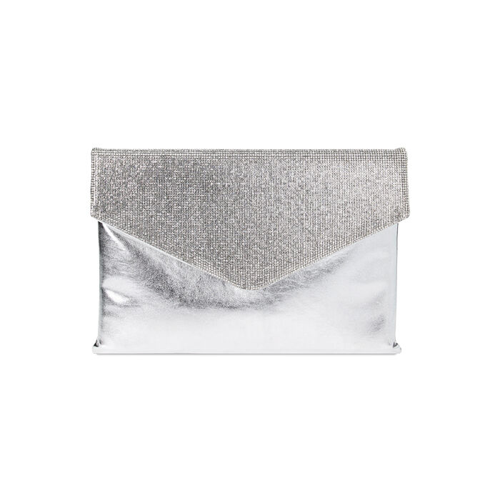 Pochette donna argento in laminato con pietre Primadonna Collection