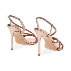 Sandalo donna rosa-oro in laminato con strass, tacco 10,5 cm, Primadonna, 252140344LPRAOR035, 004 preview