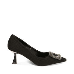Décolleté gioiello nere, tacco 7 cm, Primadonna, 224954503TSNERO036, 001a