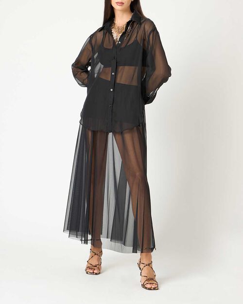 Jupe noire pliss&eacute;e en tissu pour femme, 