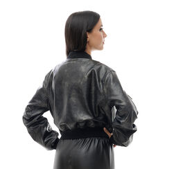 Giubbino nero con elastico, 246500359EPNEROL, 002a