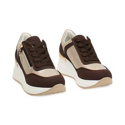 Sneakers testa di moro tacco 6,5 cm, Primadonna, 272812102EPMORO035, 003 preview