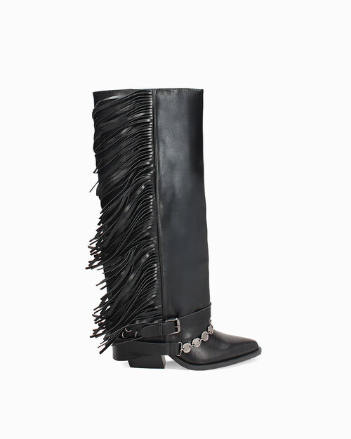 Stivali texani neri con frange, BLACK