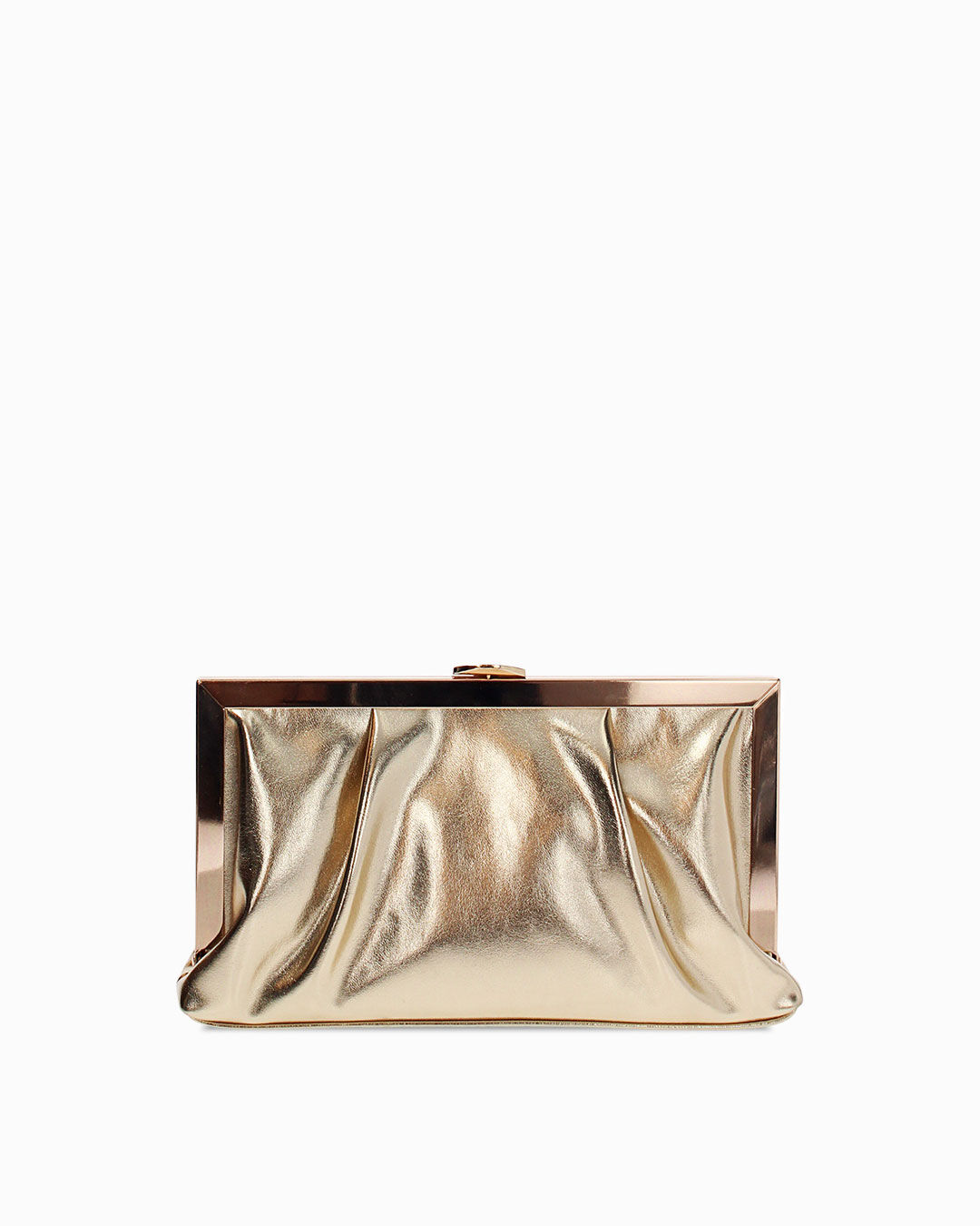 Pochette oro scintillante con tracolla removibile