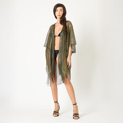 Poncho donna verde in tessuto glitterato, Primadonna, 25B450103TSVERDUNI, 002a