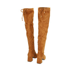 Stivali overknee cognac in microfibra, tacco 6 cm , Primadonna, 184930077MFCOGN039, 003 preview