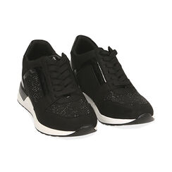 Sneakers noires en tissu technique, compensée 4 cm, Soldés, 162826824TSNERO036, 002 preview