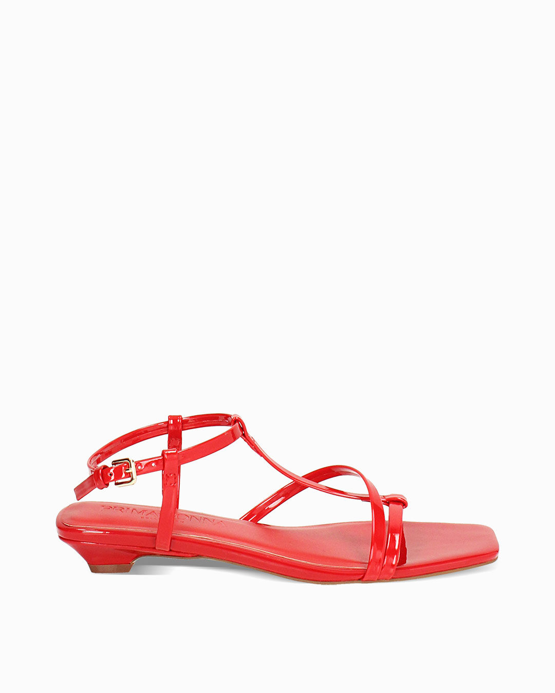 Sandalo donna rosso basso con t-bar