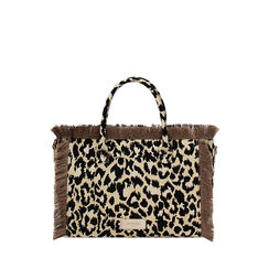 Borsa a mano donna leopard in tessuto, Primadonna, 252324536TSLEOPUNI, 001a