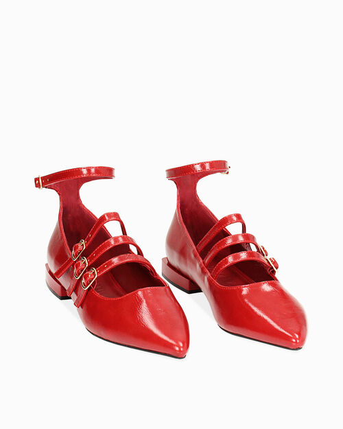Ballerines rouges lac&eacute;es, RED