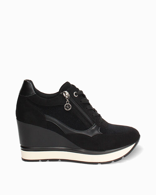 Sneakers negras con cu&ntilde;a 8,5 cm, BLACK