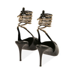 Décolleté slingback lace-up nere, tacco 8 cm, SPECIAL PRICE, 212185107EPNERO038, 003 preview