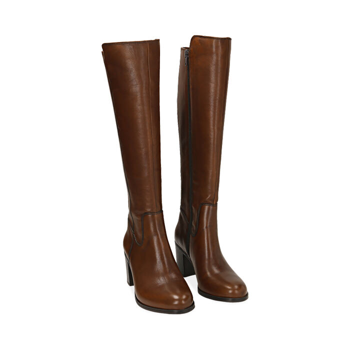 Stivali cuoio in pelle, tacco 7,50 cm | Primadonna Collection