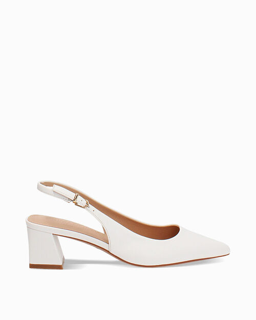 Escarpins slingback blancs talon 4,9 cm, WHITE