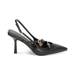 Décolleté slingback nere, tacco 8,5 cm, Ultime occasioni, 232161225EPNERO035, 001 preview
