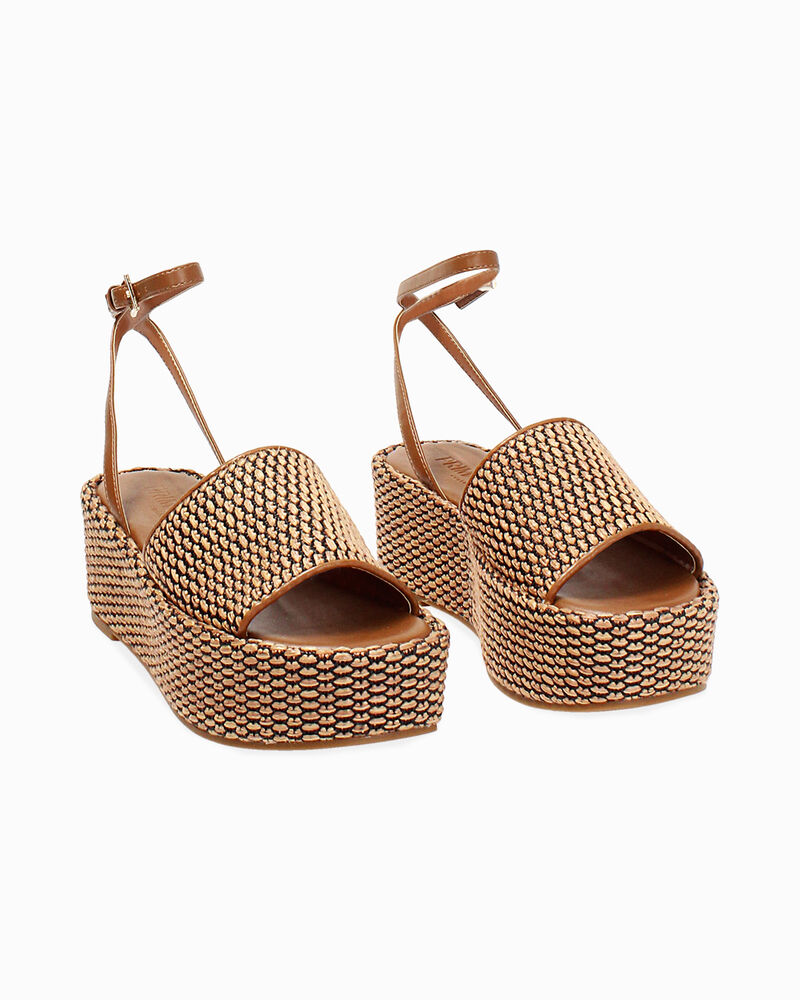 Zeppe donna cognac in raffia image number null