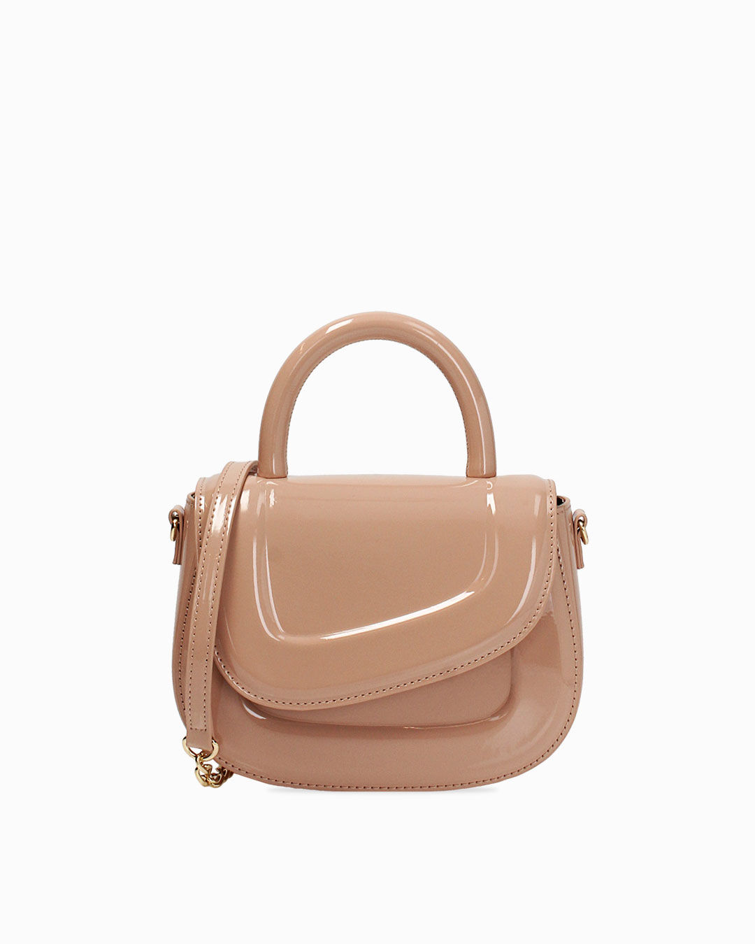 Mini bag nude con tracolla removibile