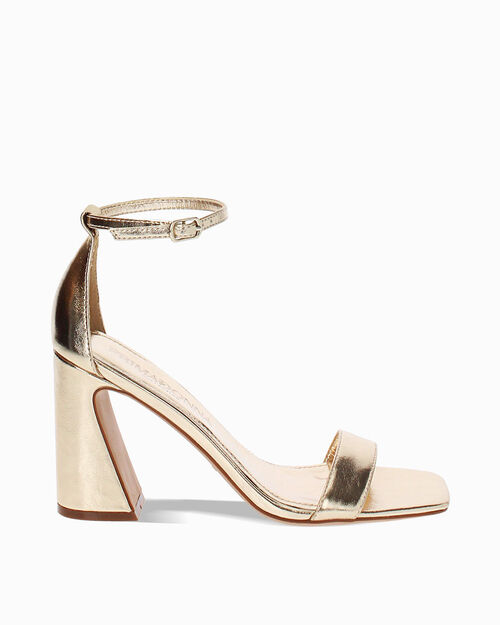 CHAUSSURES POUR FEMMES SANDALE LAMIN&Eacute; OR, GOLD