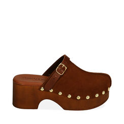 Clogs cognac in camoscio, tacco 6 cm, 214305215CMCOGN039, 001a