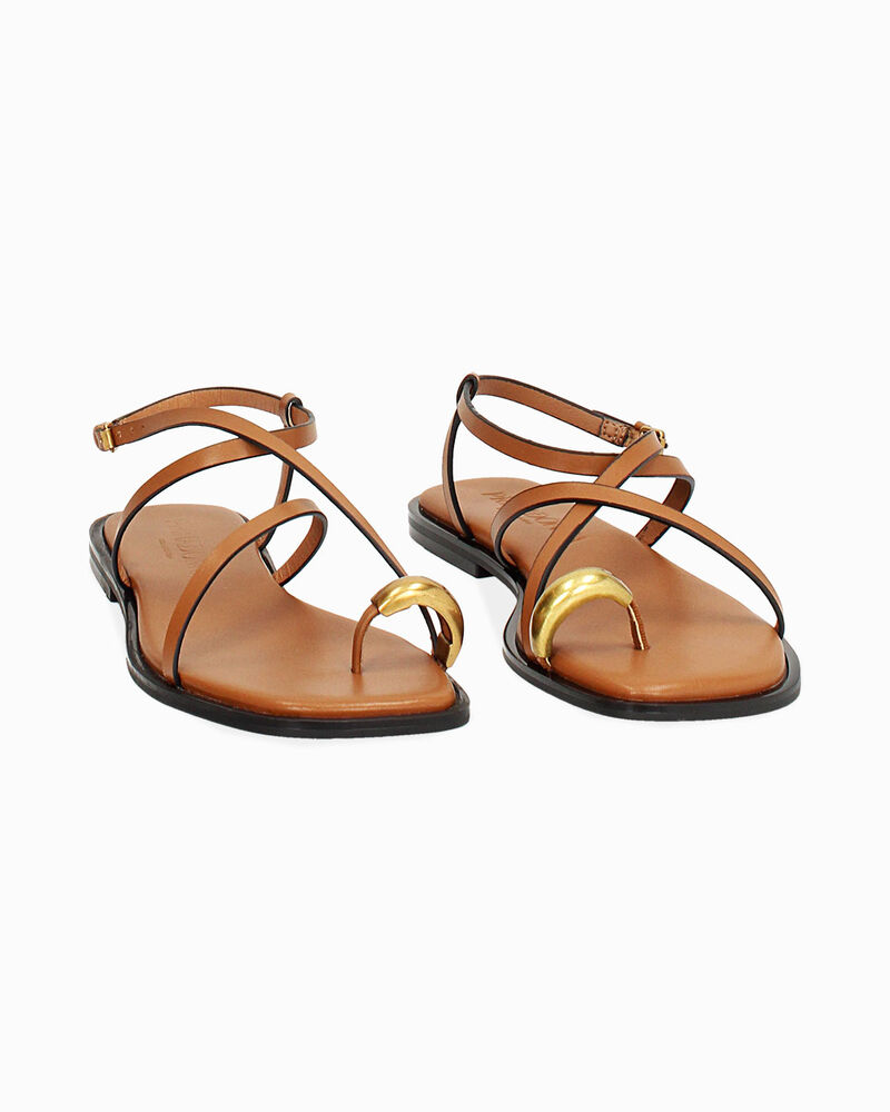 Sandales plates femme cognac image number null