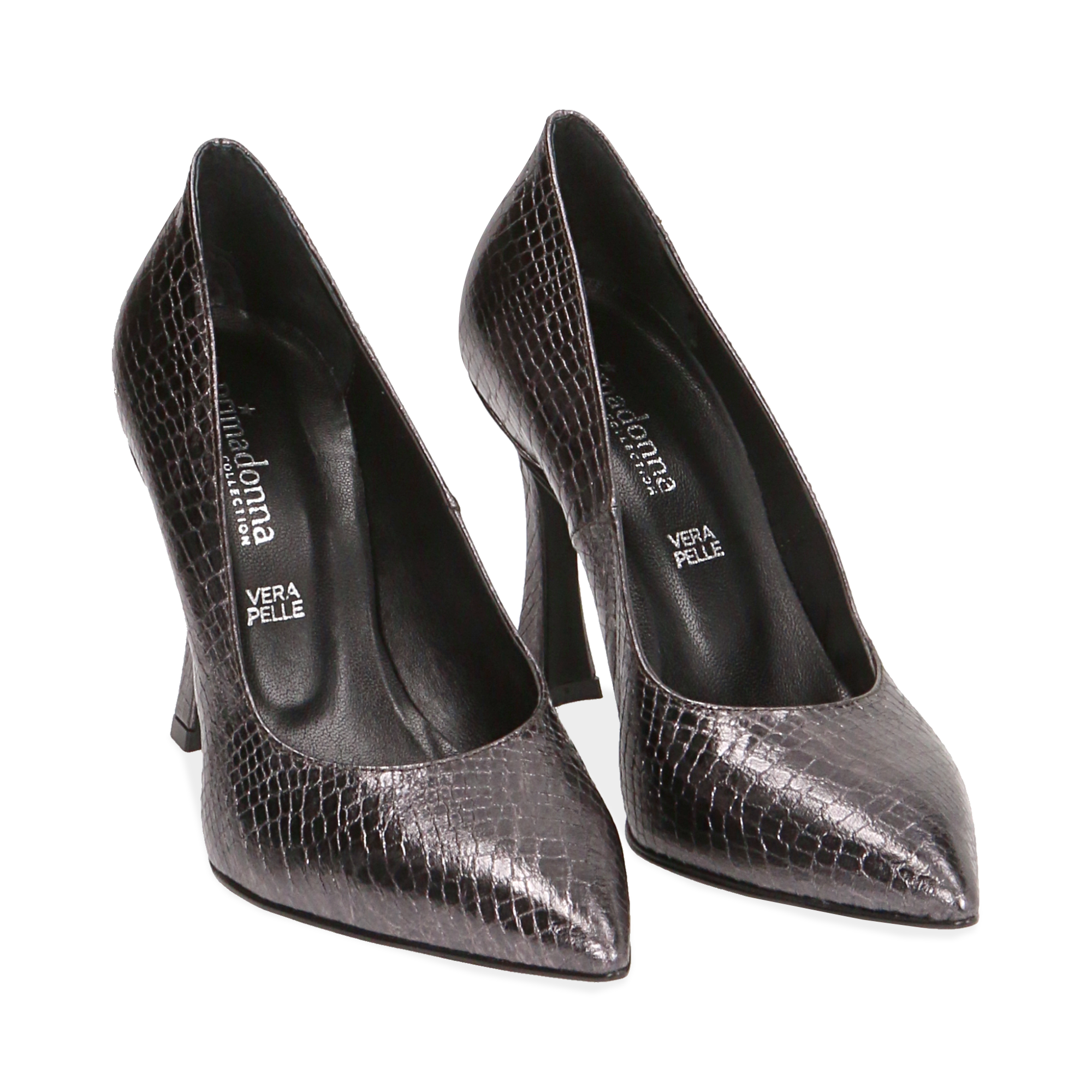 MANUFACTURE D'ESSAI Calzature Donna Décolleté Bassi in Pelle Canna di Fucile  e Nero con Punta a Punta - Manufacture D'Essai - Spatarella.eu