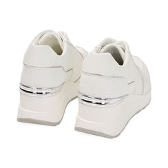 Sneakers bianche, zeppa 6 cm, Primadonna, 212855014EPBIAN035, 003 preview