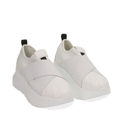 Sneakers blancas, cuña 6 cm, REBAJAS, 172832121EPBIAN041, 002a