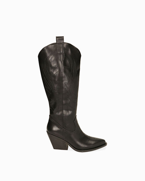 Stivale texano con tacco 8 cm, BLACK