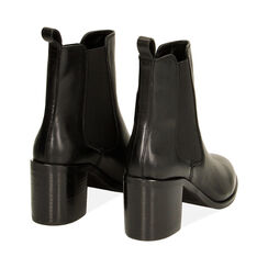 Bottines Chelsea noires en cuir, talon de 7,7 cm, Primadonna, 22O323042PENERO037, 003 preview