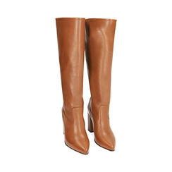 Botas coñac de piel, tacón de 9 cm., Primadonna, 19L601651PECOGN036, 002 preview