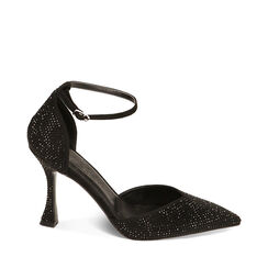 Décolleté nere con strass, tacco 9,5 cm, Primadonna, 222126316MPNERO035, 001a