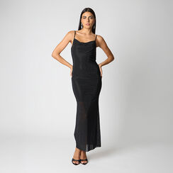Vestito nero in paillettes con dettagli scintillanti, Primadonna, 26C925040PLNEROL, 002a