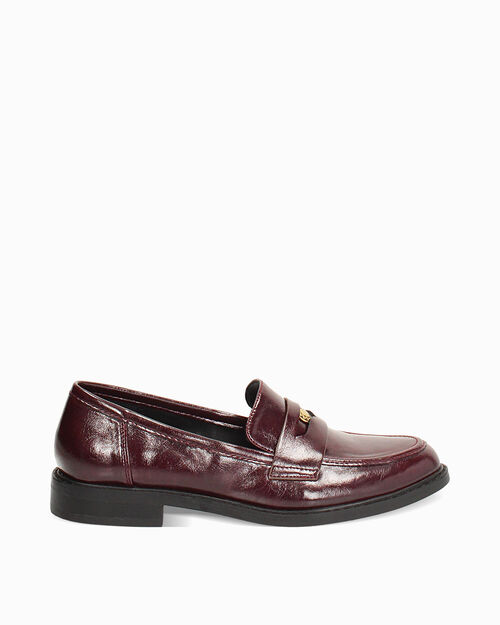 Women's bordeaux shiny loafer, BURGUNDY