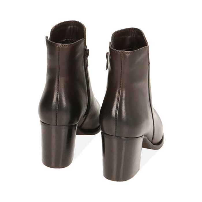 Botines de piel marr n oscuro de mujer tac n de 6 5 cm