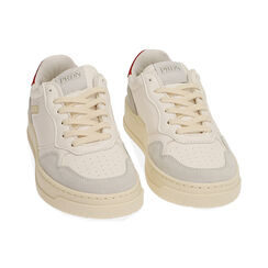 Sneakers bianco/rosso, suola 4 cm, Primadonna, 20F999215EPBIRO035, 002 preview
