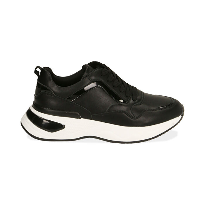 Baskets noires, semelle compensée 5 cm , Special Price, 182812426EPNERO035